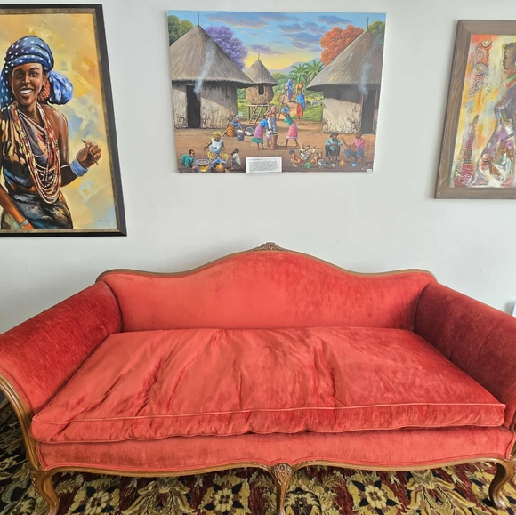 Elegant Red Velvet Sofa - Picture 3 of 3